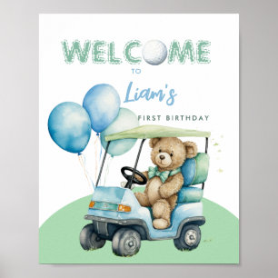 Hole In One Golf Boy First Birthday Welcome Sign