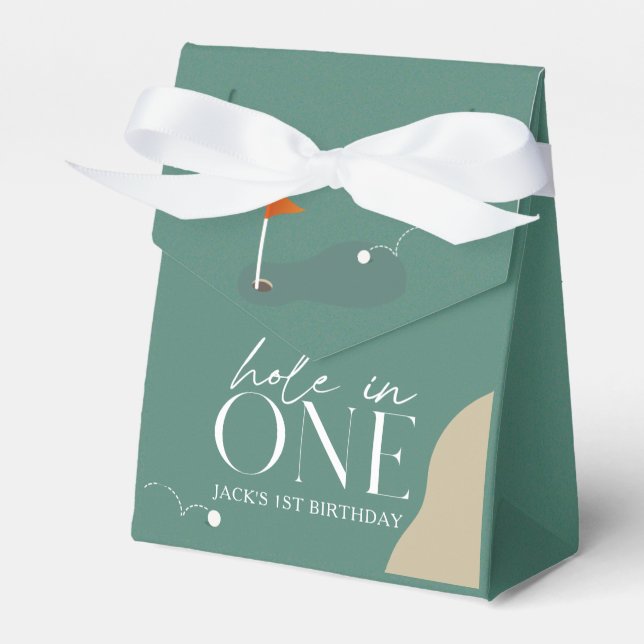 Hole in One Golf Course 1st Birthday Favour Box (Front Side)