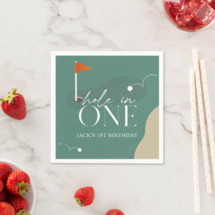Hole in One Golf Course 1st Birthday Napkin