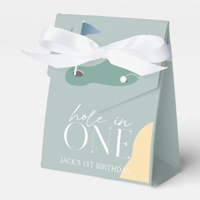 Hole in One Golf Course Boy 1st Birthday Favour Box (Front Side)