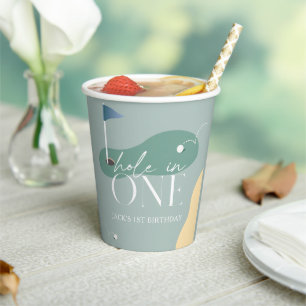 Hole in One Golf Course Boy 1st Birthday Paper Cups