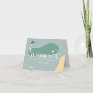 Hole in One Golf Course Boy 1st Birthday Thank You Card