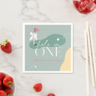 Hole in One Golf Course Girl 1st Birthday Napkin