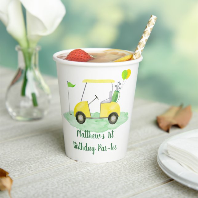Hole In One Golf First Birthday Par-tee Paper Cups (Insitu)