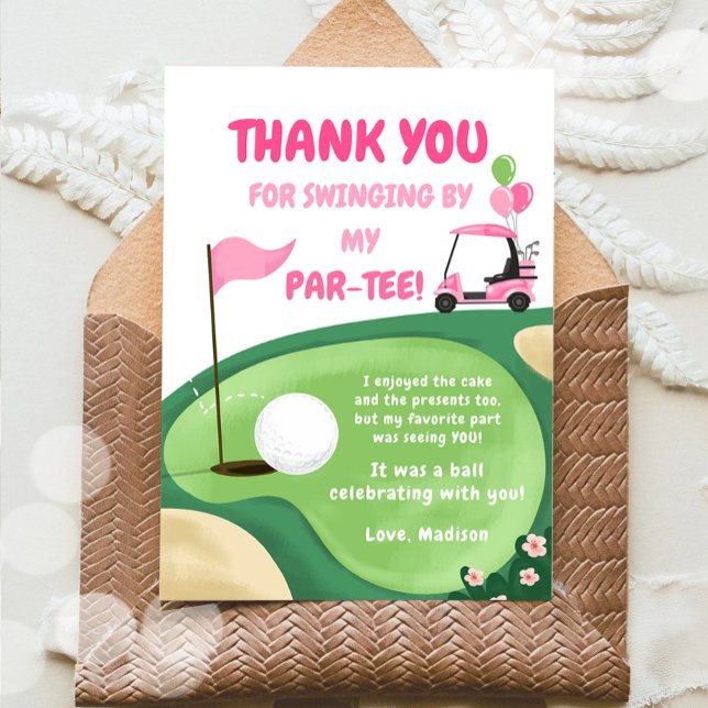 Hole In One Golf Girl Pink Par-Tee Thank You Card (Creator Uploaded)