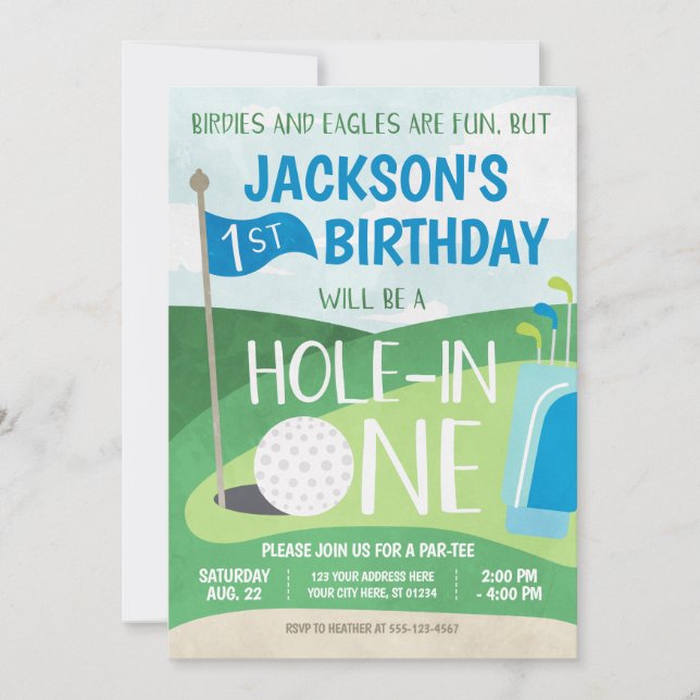 Hole in One Golf Invitation First Birthday Party (Front)