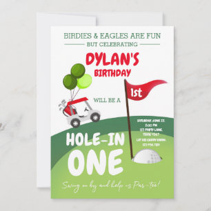 Hole In One Golf Par-tee 1st Birthday Invitation