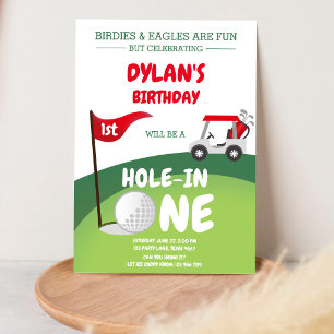 Hole In One Golf Par-tee 1st Birthday Invitation