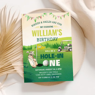 Hole in One Golf Par-tee 1st Birthday Invitation