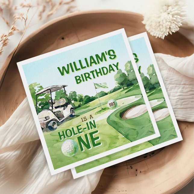 Hole in One Golf Par-tee 1st Birthday Napkin (Creator Uploaded)