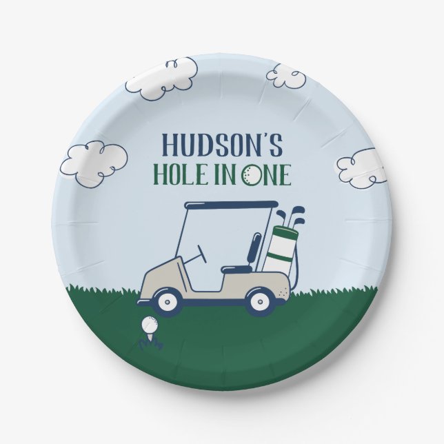 Hole in One Golf Pattern Paper Plates (Front)