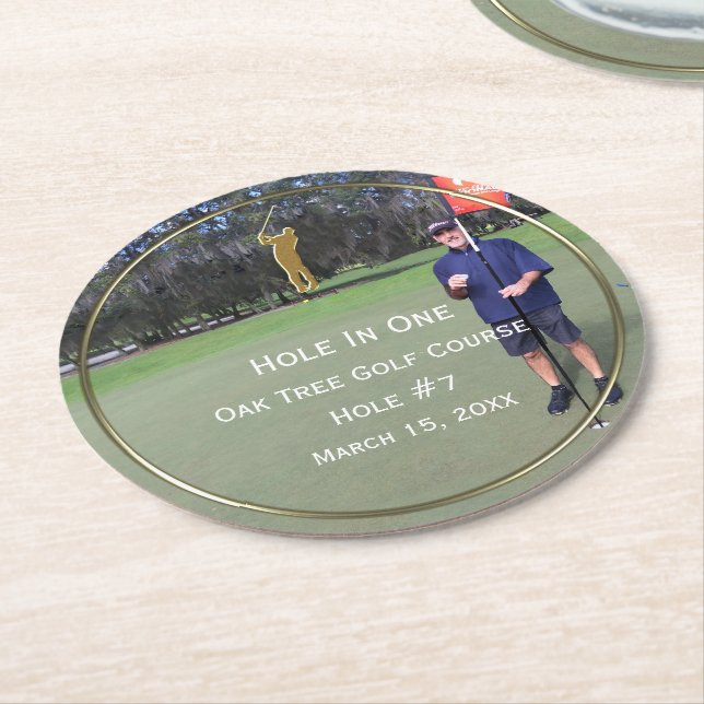 Hole In One Golf Photo Keepsake Coasters (Angled)