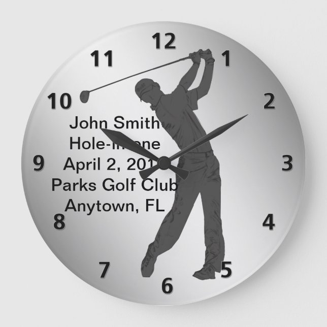 Hole-in-one Golf Swinger Customisable Large Clock (Front)