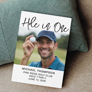 Hole In One Golfer Award Photo Gift Black White Plaque