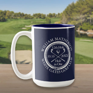 Hole in One Navy Blue Personalised Golf  Two-Tone Coffee Mug