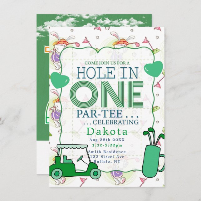 Hole In One Par-Tee Birthday Celebration 6  Invitation (Front/Back)