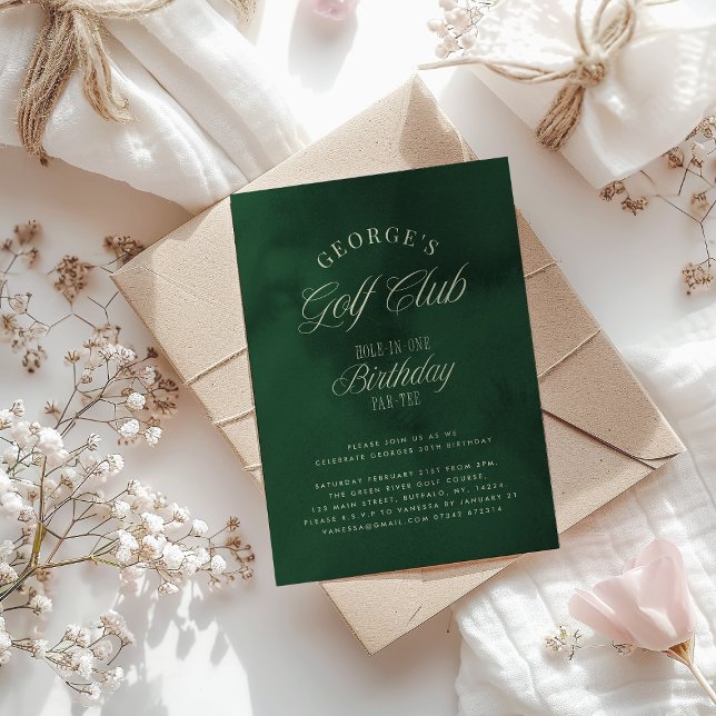 Hole-in-One Par-tee Elegant Golf Birthday party Invitation (Creator Uploaded)