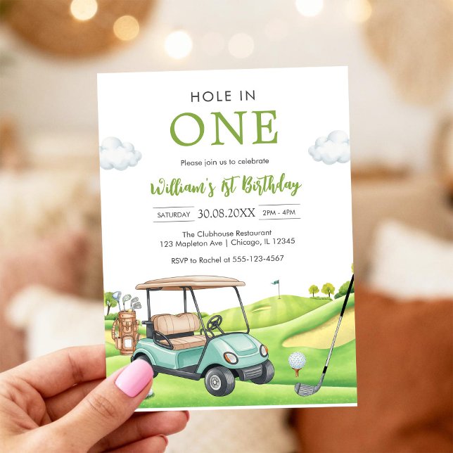 Hole In One Par-tee Golf Boy 1st Birthday Invitati Invitation (Creator Uploaded)