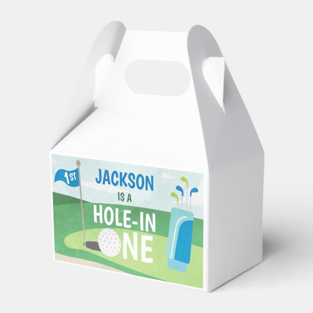 Hole in One Party Favour Box, Golf Birthday Favour Box (Front Side)
