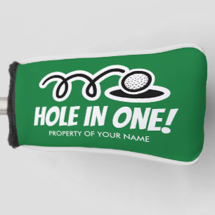 Hole in one personalised golf putter cover gift