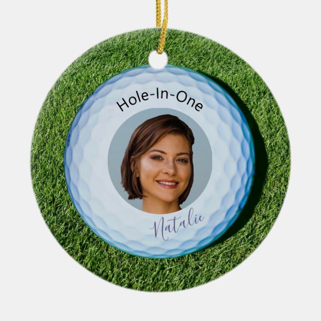 Hole-In-One Photo Signed Golf Ball Ceramic Tree Decoration (Front)