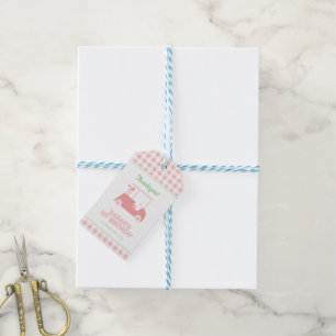Hole in One Pink Check Girl First Birthday Gift Tags