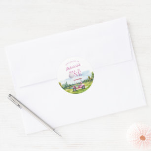 Hole In One Pink Golf 1st Birthday  Classic Round Sticker
