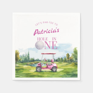 Hole In One Pink Golf 1st Birthday Napkin