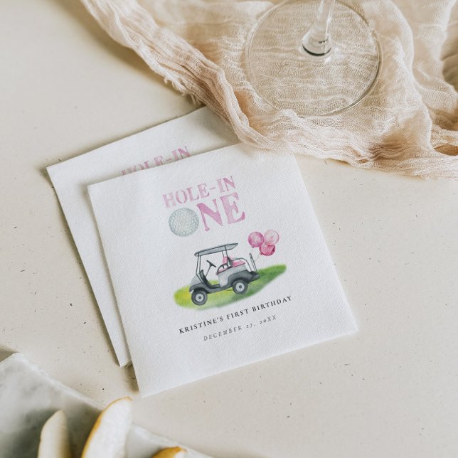 Hole-In-One Pink Golf Cart Party Napkin (Creator Uploaded)