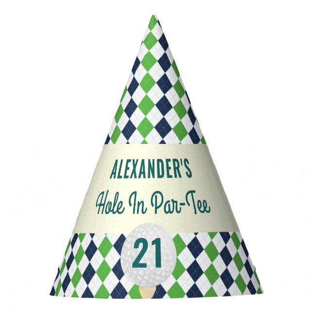 Hole in Par-Tee Any Age Golf Mastered Birthday Party Hat (Front)