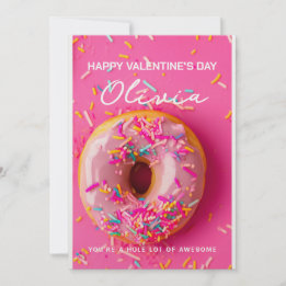 Hole Lot Awesome Funny Doughnut Valentine's Day Ca Holiday Card