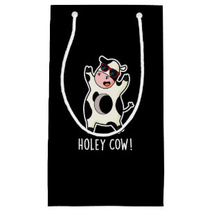 Holey Cow Funny Animal Pun Dark BG Small Gift Bag