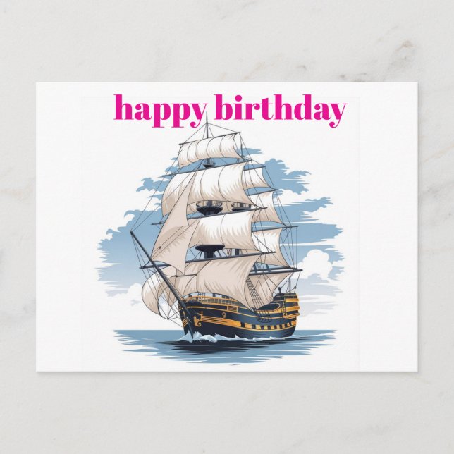 Holey Ship Boat Birthday Card, Nautical Birthday C Postcard (Front)
