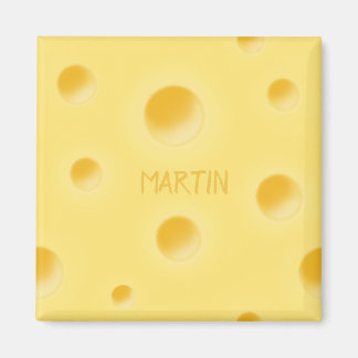 Holey Swiss Cheese Personalised Yellow Cheesy Magnet