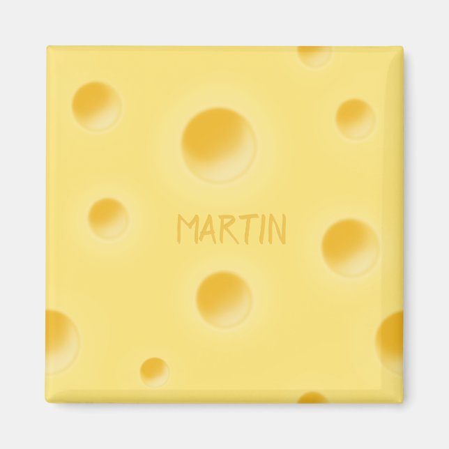 Holey Swiss Cheese Personalised Yellow Cheesy Magnet (Front)