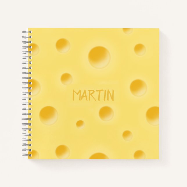 Holey Swiss Cheese Personalised Yellow Cheesy Notebook (Front)