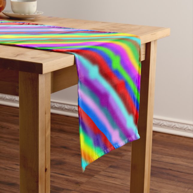 HOLI coloured Stripes dots soft pattern + your ide Medium Table Runner (In Situ)