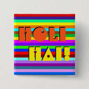 HOLI coloured Stripes pattern + your ideas 15 Cm Square Badge