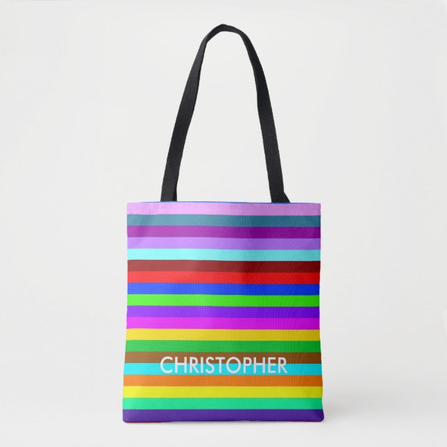 HOLI coloured Stripes pattern + your ideas Tote Bag (Front)
