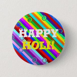 HOLI coloured Stripes Swirls pattern + your ideas 6 Cm Round Badge