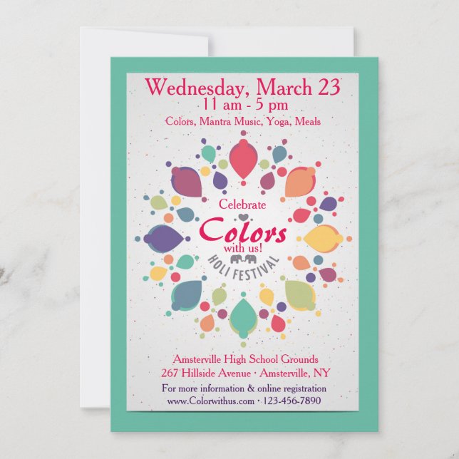 Holi Festival Invitation (Front)