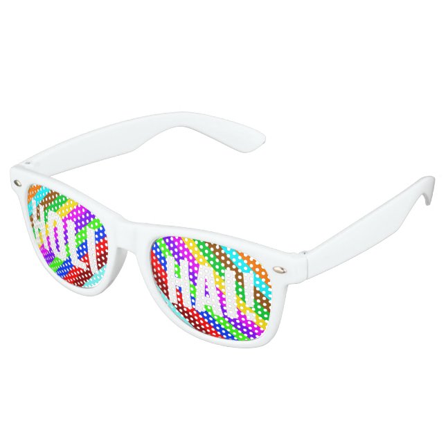HOLI HAI coloured Stripes pattern + your ideas Retro Sunglasses (Angled)