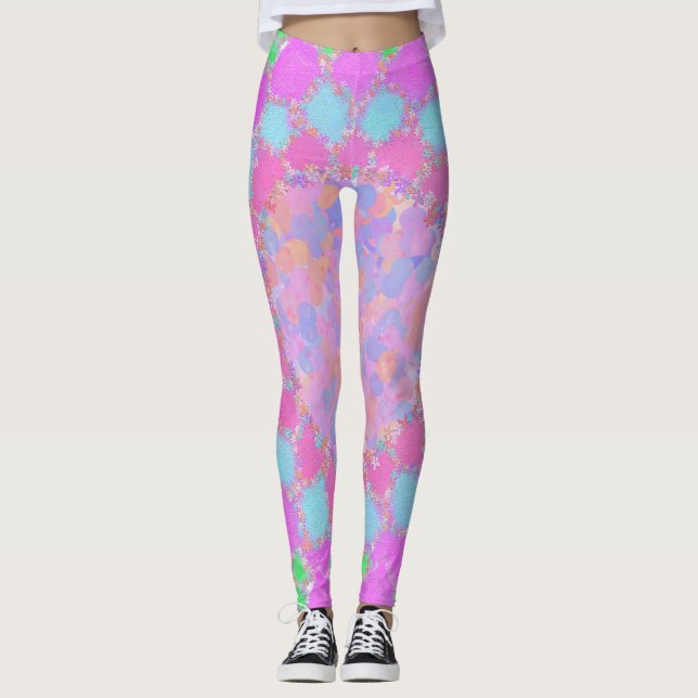 Holi paint splash floral rangoli leggings (Front)