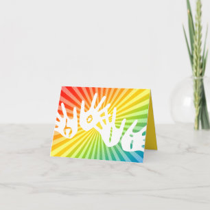 holi rainbow rays hands holiday card