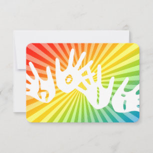holi rainbow rays hands invitation