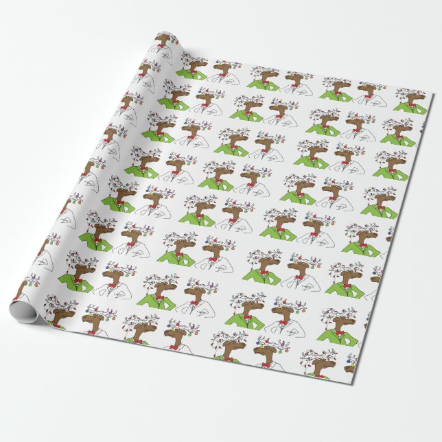 Holiday 2 Moose Wrapping Paper (Unrolled)
