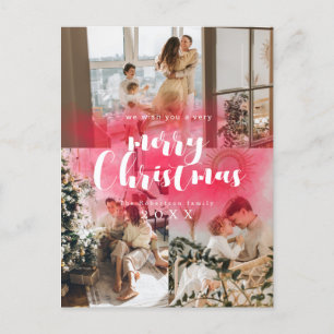 Holiday 3 Photos   Modern Merry Christmas Postcard