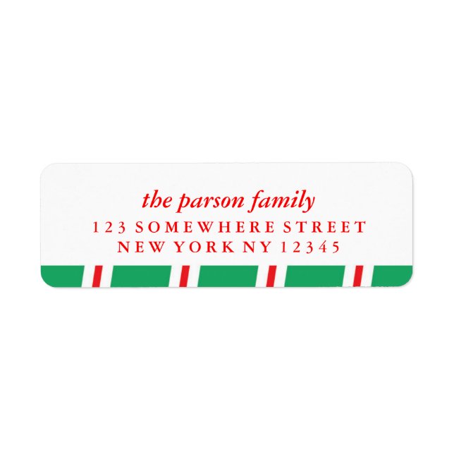 Holiday Address Label Candy Cane (Front)
