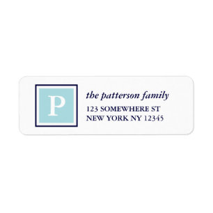 Holiday Address Label Square Monogram Navy