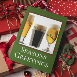 Holiday Ale Glasses Custom Christmas Card